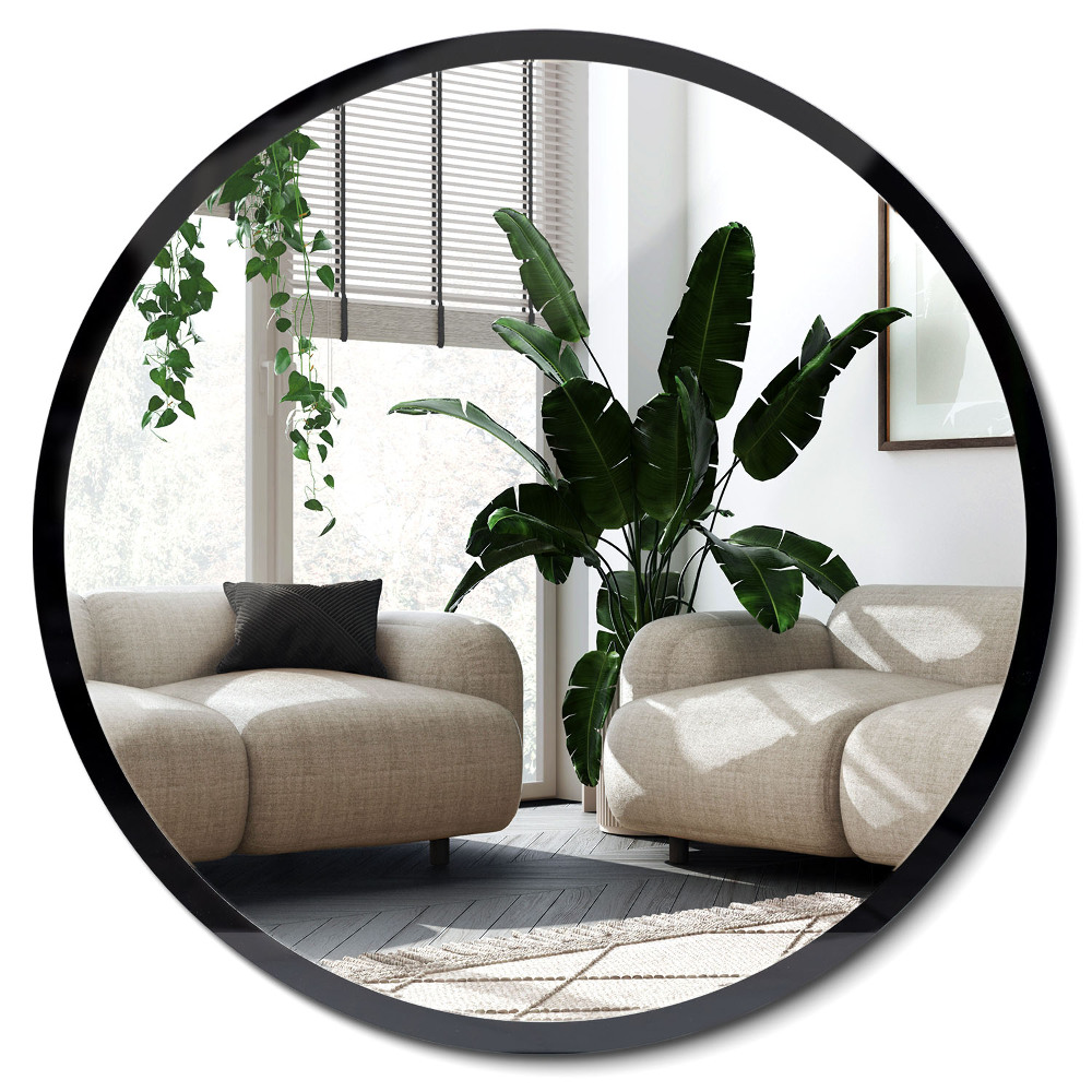 Lustro okrągłe z czarną ramą