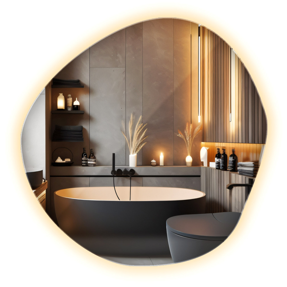 Lustro dekoracyjne nieregularne z podświetleniem LED