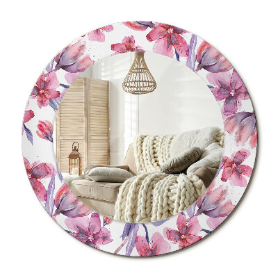 Lustro dekoracyjne okrągłe Kwiaty akwarelowe