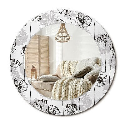 Lustro z nadrukiem okrągłe Kwiaty maki