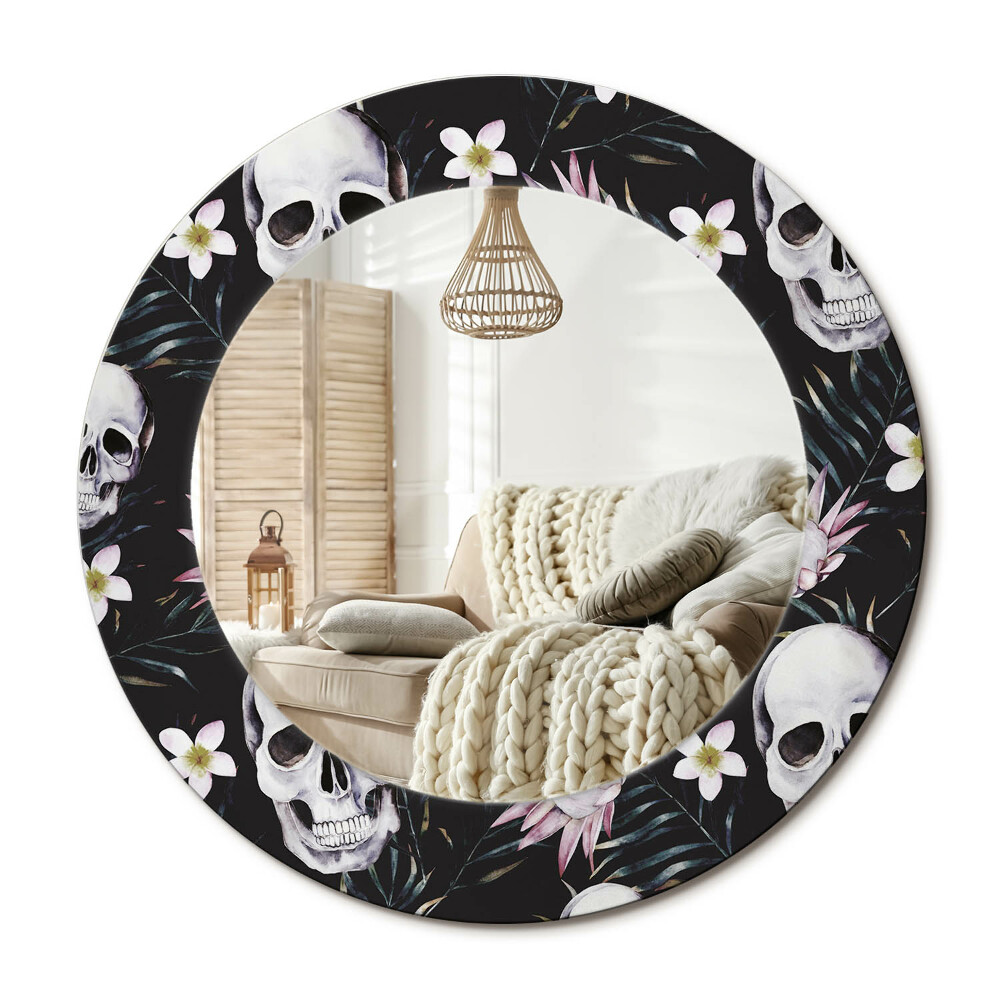 Lustro dekoracyjne okrągłe Kwiaty czaszki