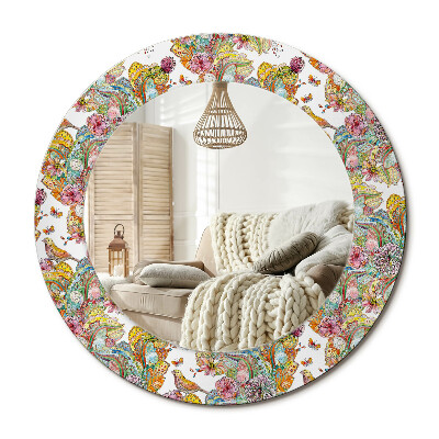 Lustro dekoracyjne okrągłe Bajkowe kwiaty