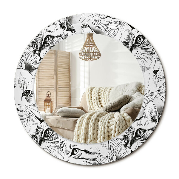 Lustro z nadrukiem okrągłe Koty