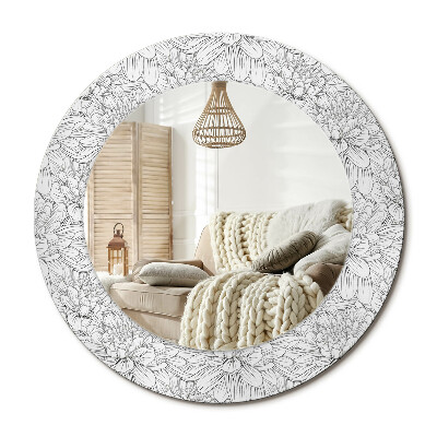 Lustro dekoracyjne okrągłe Kwiaty lotosu