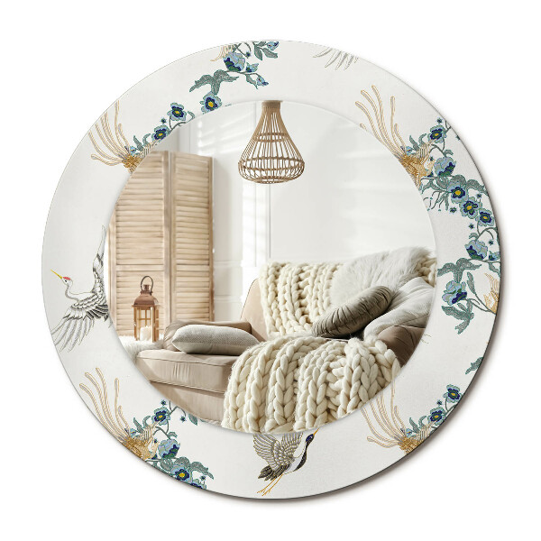 Lustro z nadrukiem okrągłe Chińskie ptaki