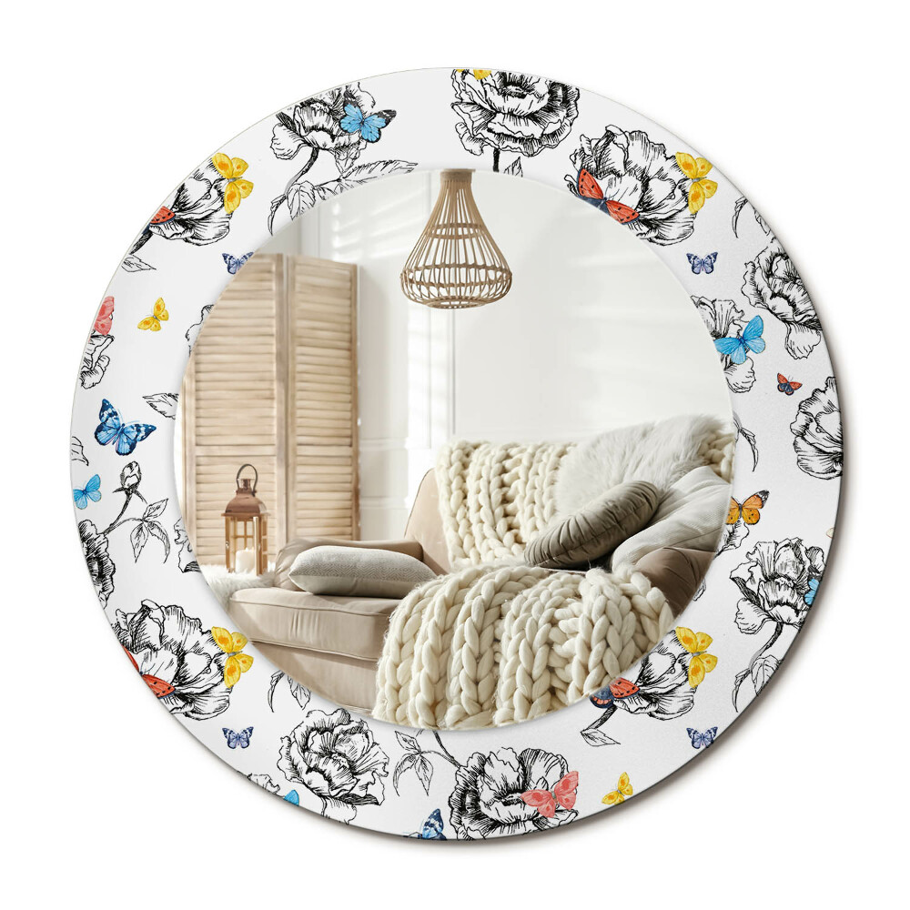 Lustro dekoracyjne okrągłe Kolorowe motyle