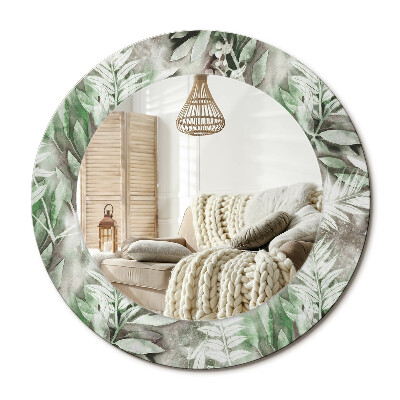 Lustro dekoracyjne okrągłe Liście akwarelowe