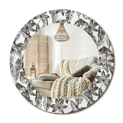 Lustro z nadrukiem okrągłe Liście tropikalne