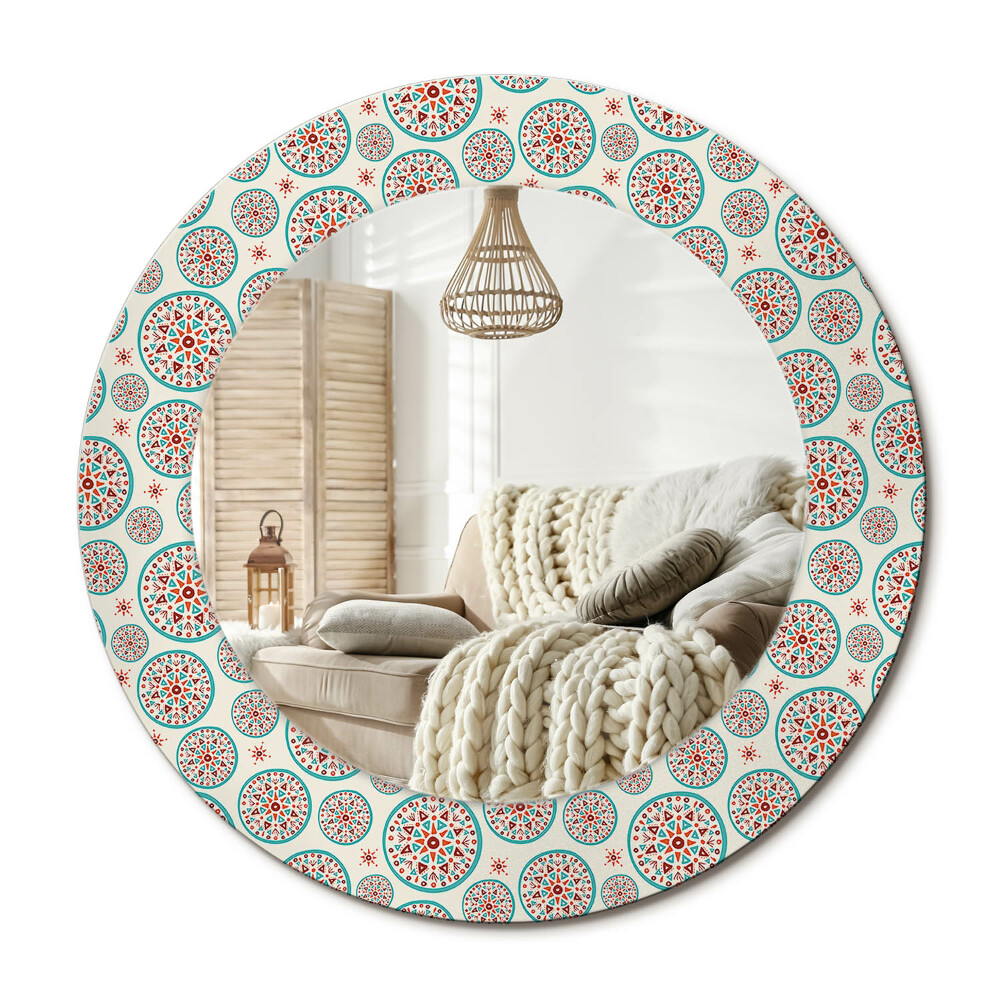 Lustro dekoracyjne okrągłe Wzór boho