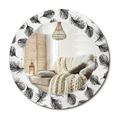 Lustro dekoracyjne okrągłe Pióra