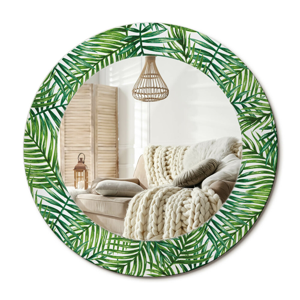 Lustro z nadrukiem okrągłe Tropikalna palma