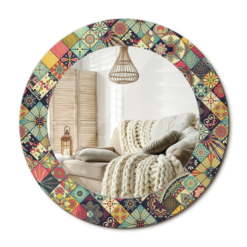 Lustro dekoracyjne okrągłe Patchwork kafelki
