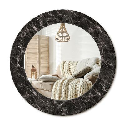 Lustro dekoracyjne okrągłe Czarny marmur