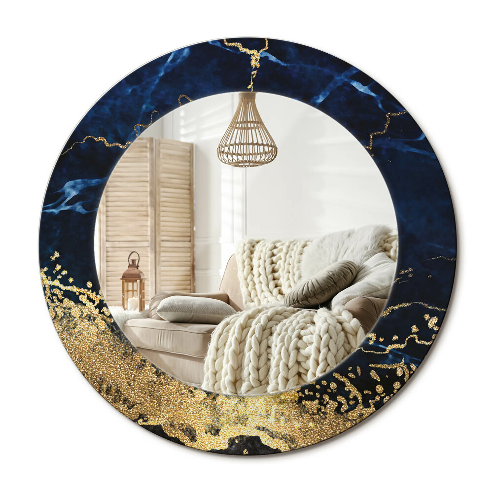 Lustro dekoracyjne okrągłe Niebieski marmur