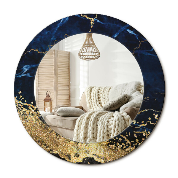 Lustro dekoracyjne okrągłe Niebieski marmur