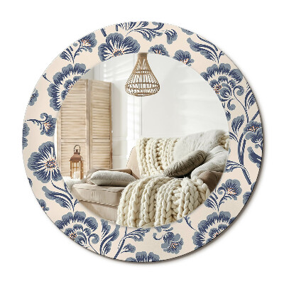 Lustro dekoracyjne okrągłe Kwiecisty wzór