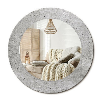 Lustro z nadrukiem okrągłe Szary beton