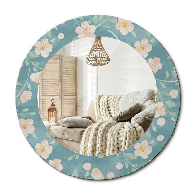 Lustro dekoracyjne okrągłe Kwiatowy wzór