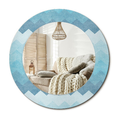 Lustro z nadrukiem okrągłe Niebieski szewron