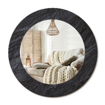 Lustro z nadrukiem okrągłe Czarny kamień