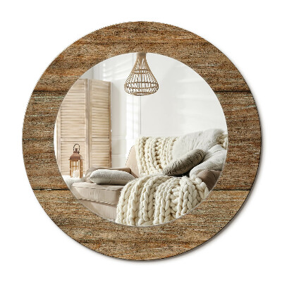 Lustro dekoracyjne okrągłe Stare drewno