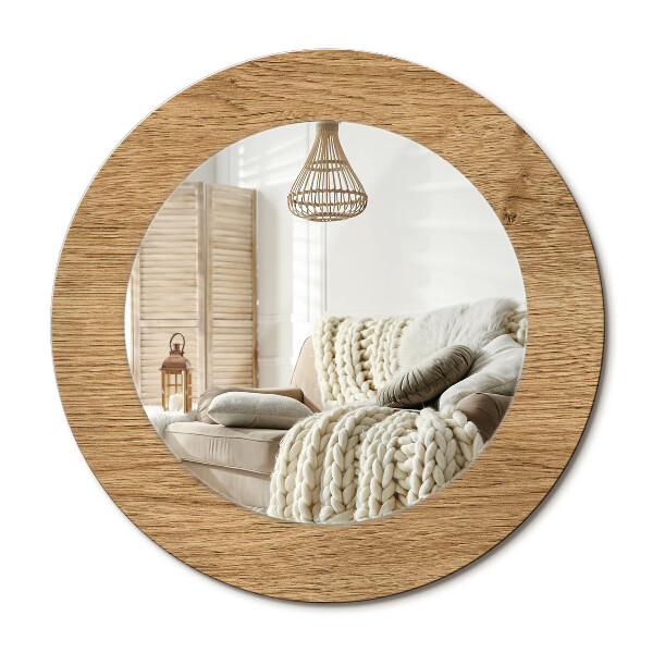 Lustro dekoracyjne okrągłe Tekstura drewna