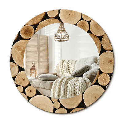 Lustro dekoracyjne okrągłe Kłody drewna