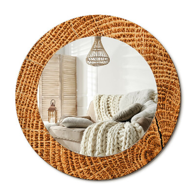 Lustro dekoracyjne okrągłe Drewno dębowe