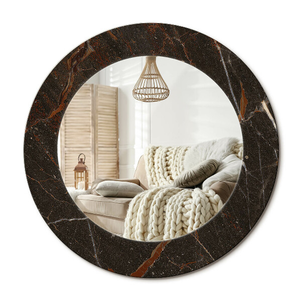 Lustro z nadrukiem okrągłe Brązowy marmur