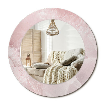 Lustro z nadrukiem okrągłe Różowy kamień