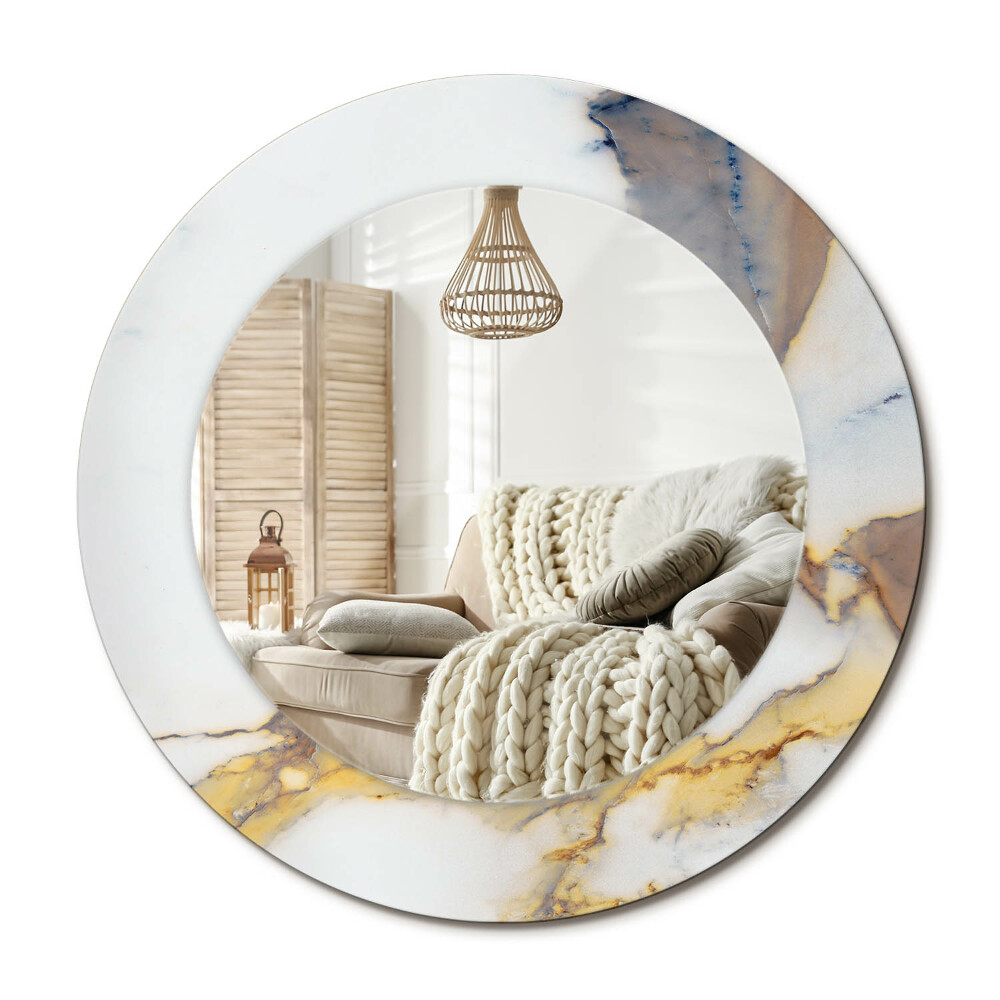 Lustro dekoracyjne okrągłe Biały marmurek