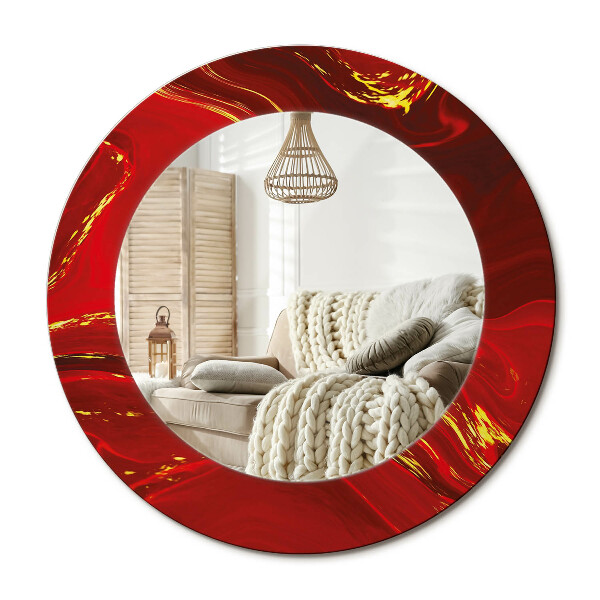 Lustro z nadrukiem okrągłe Czerwony marmur