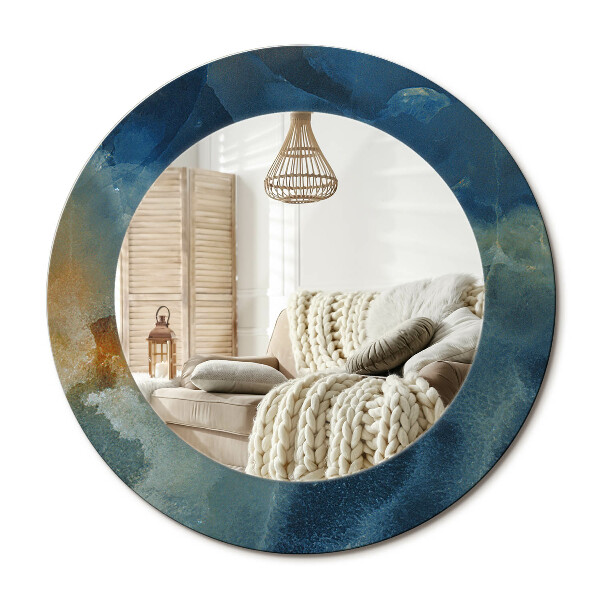 Lustro z nadrukiem okrągłe Marmur onyx