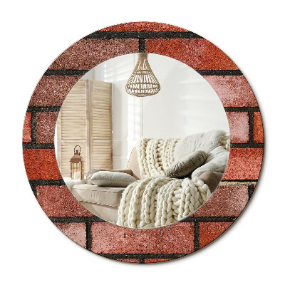 Lustro dekoracyjne okrągłe Czerwona cegła