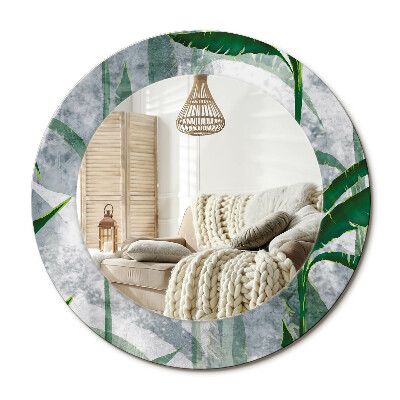 Lustro dekoracyjne okrągłe Tropikalne liście