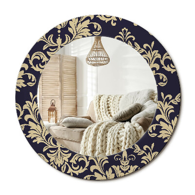 Lustro z nadrukiem okrągłe Kwiatowy wzór