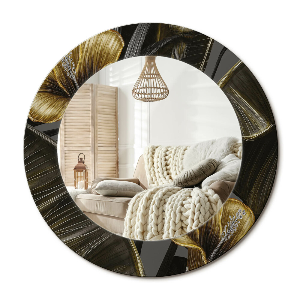 Lustro dekoracyjne okrągłe Kwiaty hibiskusa