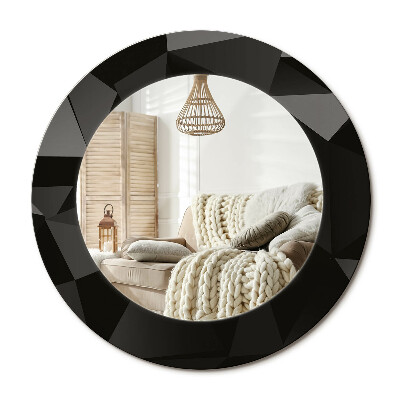 Lustro z nadrukiem okrągłe Abstrakcyjna czerń