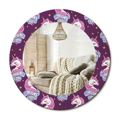 Lustro dekoracyjne okrągłe Jednorożec gwiazdy