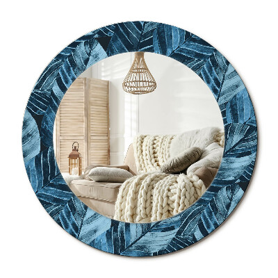 Lustro z nadrukiem okrągłe Liście dżungli