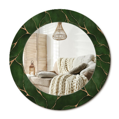 Lustro z nadrukiem okrągłe Abstrakcyjny liść