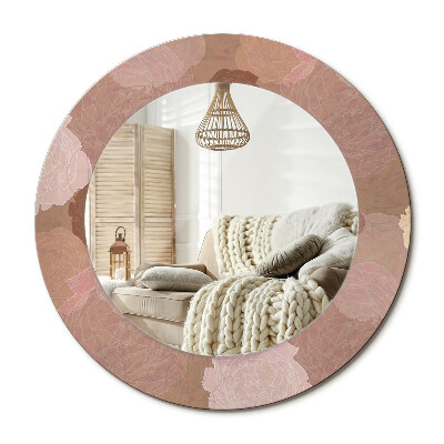 Lustro dekoracyjne okrągłe Róże kompozycja