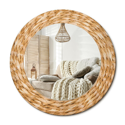 Lustro dekoracyjne okrągłe Wiklinowy wzór