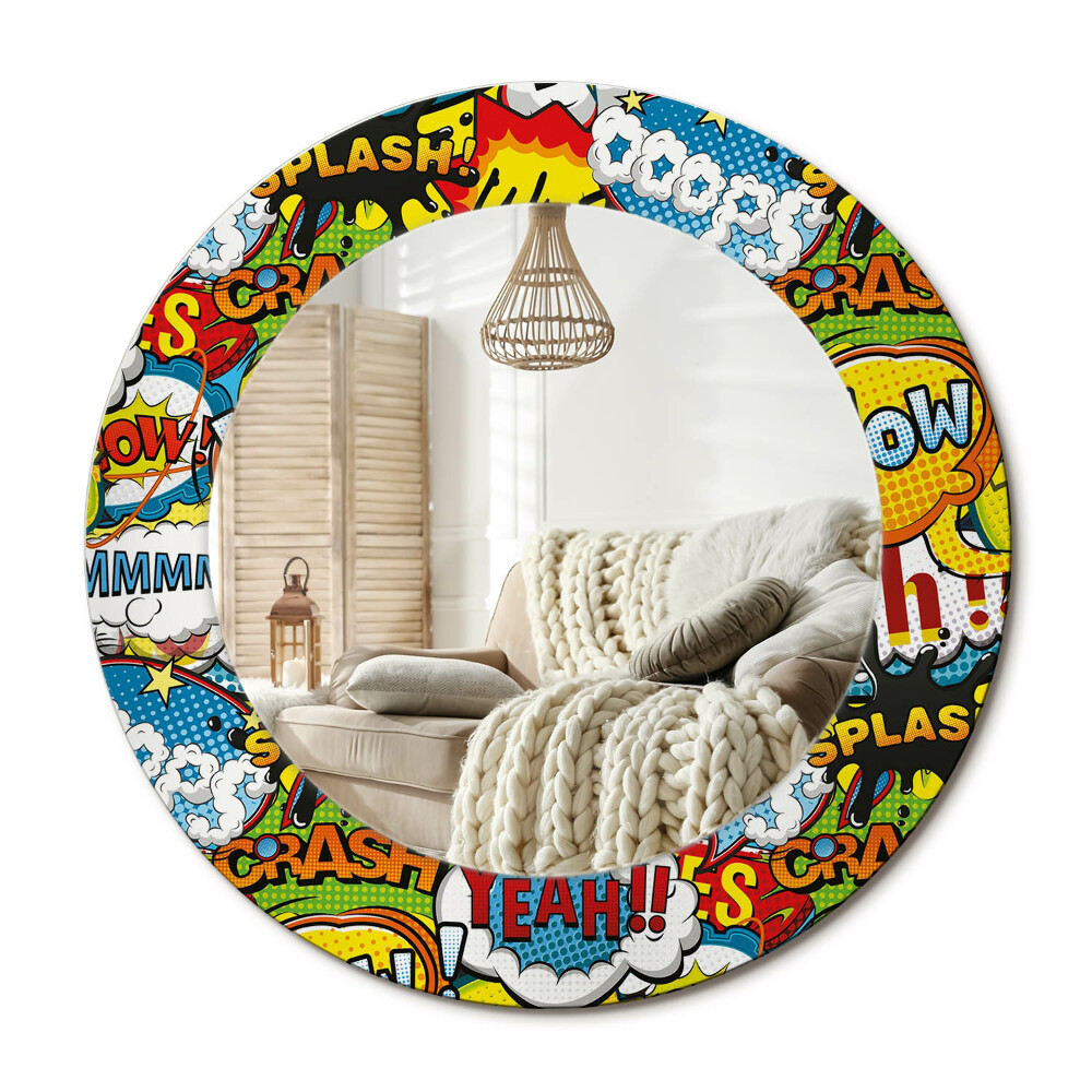 Lustro z nadrukiem okrągłe Wzór w stylu komiksowym