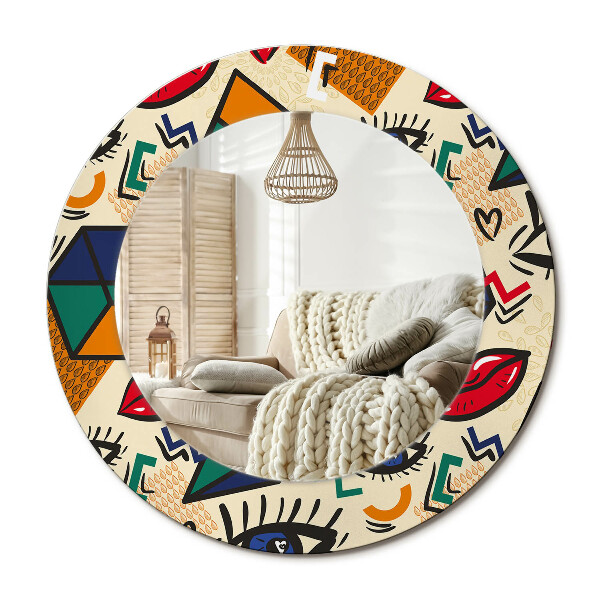 Lustro z nadrukiem okrągłe Styl pop art