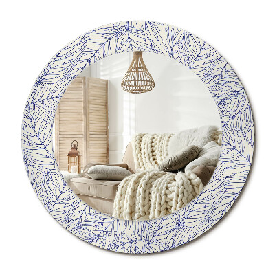 Lustro z nadrukiem okrągłe Tropikalna palma kontur