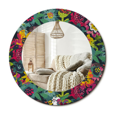 Lustro dekoracyjne okrągłe Malowane kwiaty