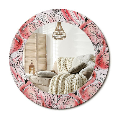 Lustro z nadrukiem okrągłe Flamingi