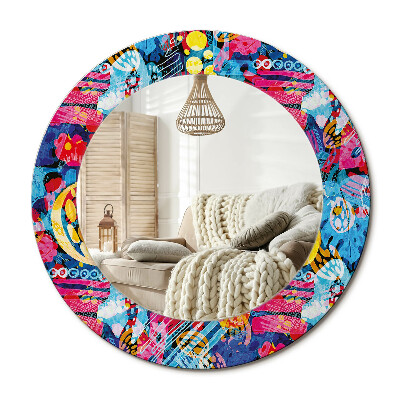 Lustro dekoracyjne okrągłe Kolorowe bazgroły