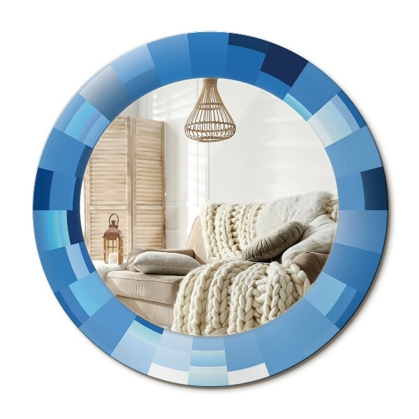 Lustro z nadrukiem okrągłe Niebieski abstrakcyjny